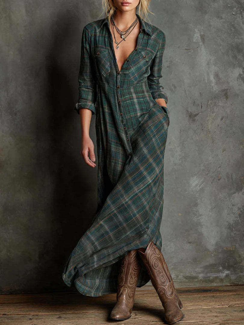 Duplex Printing Casual Long Sleeve Big Hem Dresses