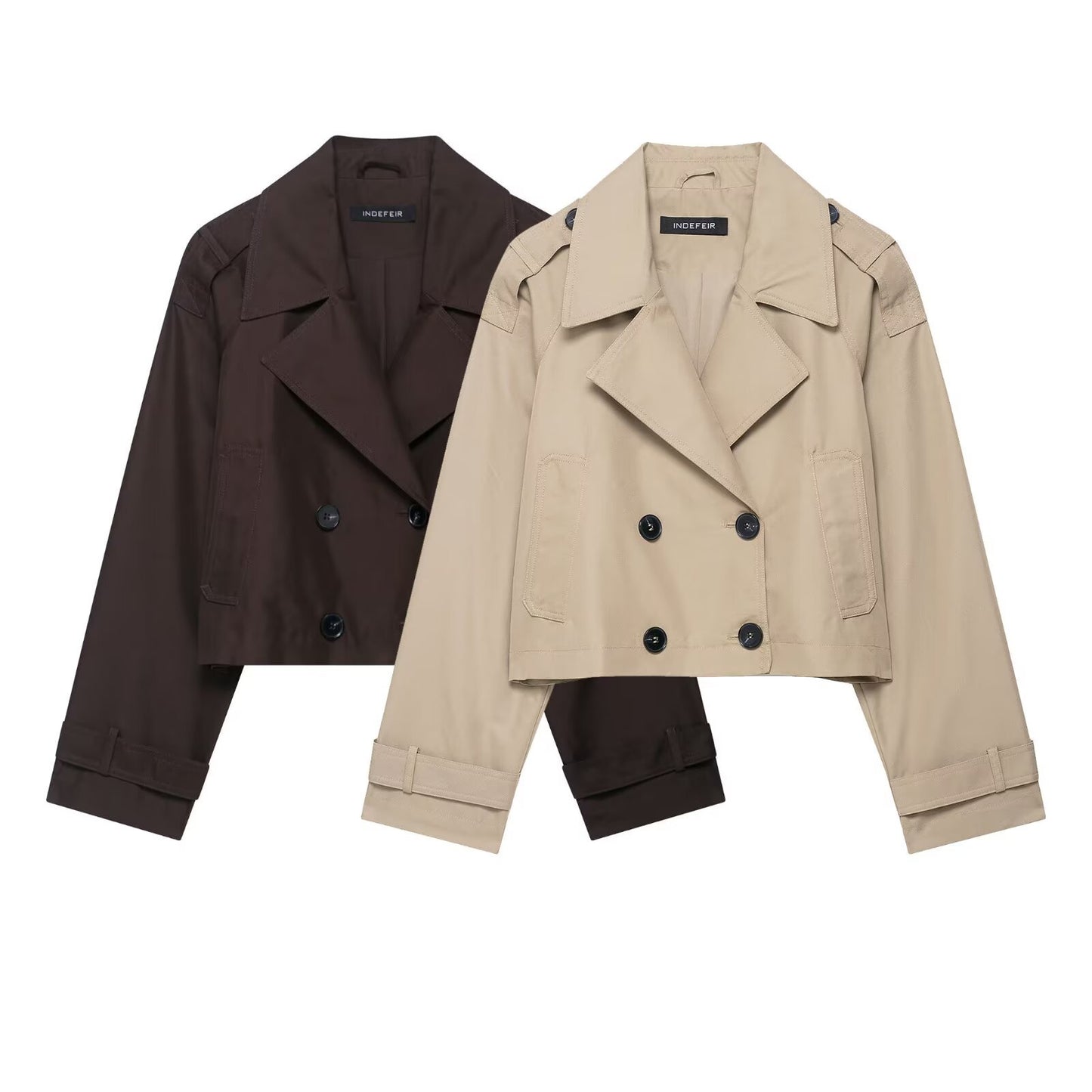 Women's Fashion Casual Double Breasted Trench Coats