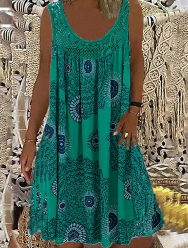 Women's Digital Printing Strapless Sexy Sling Loose Dresses