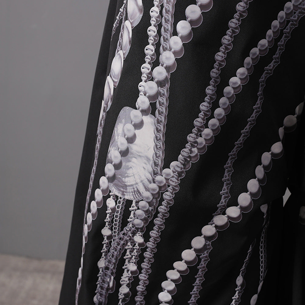 Women's Design Pearl Floral Print Casual Autumn High Pants