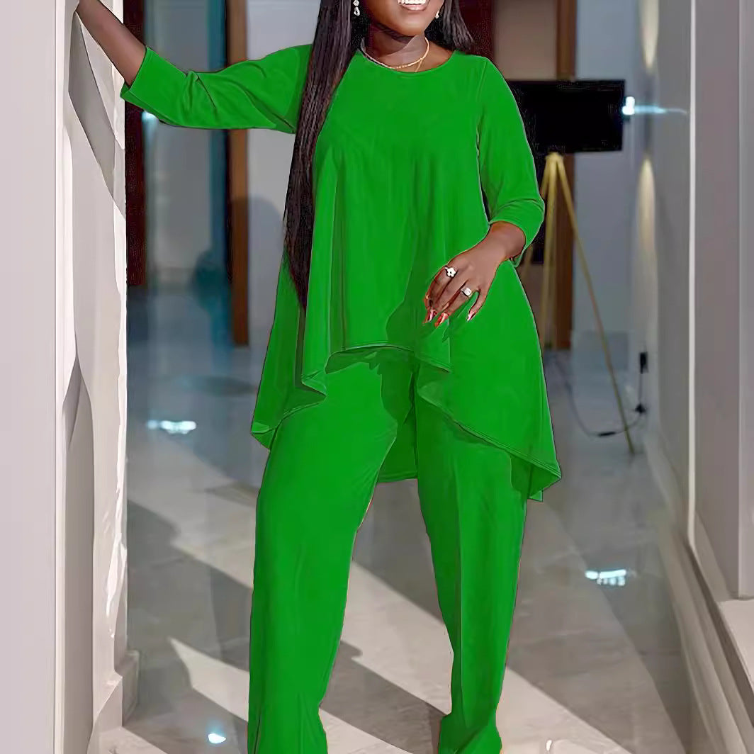 Fashion Temperament Long Sleeve Two-piece Set Pants