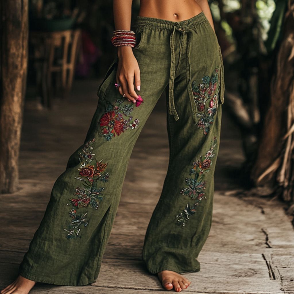 Fashion Printing Series Waist Strap Loose Pants
