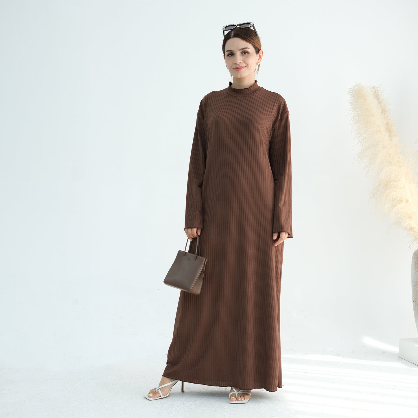 Turkey Multicolor Stand Collar Dress Robe Dresses