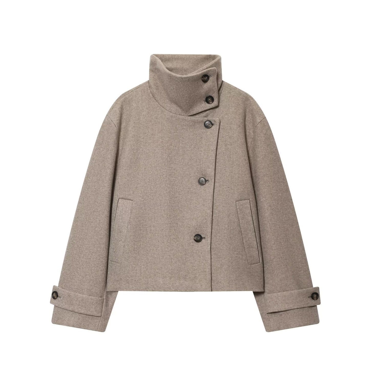 Women's Graceful Fashionable Personalized Stand Collar Commuter Coats