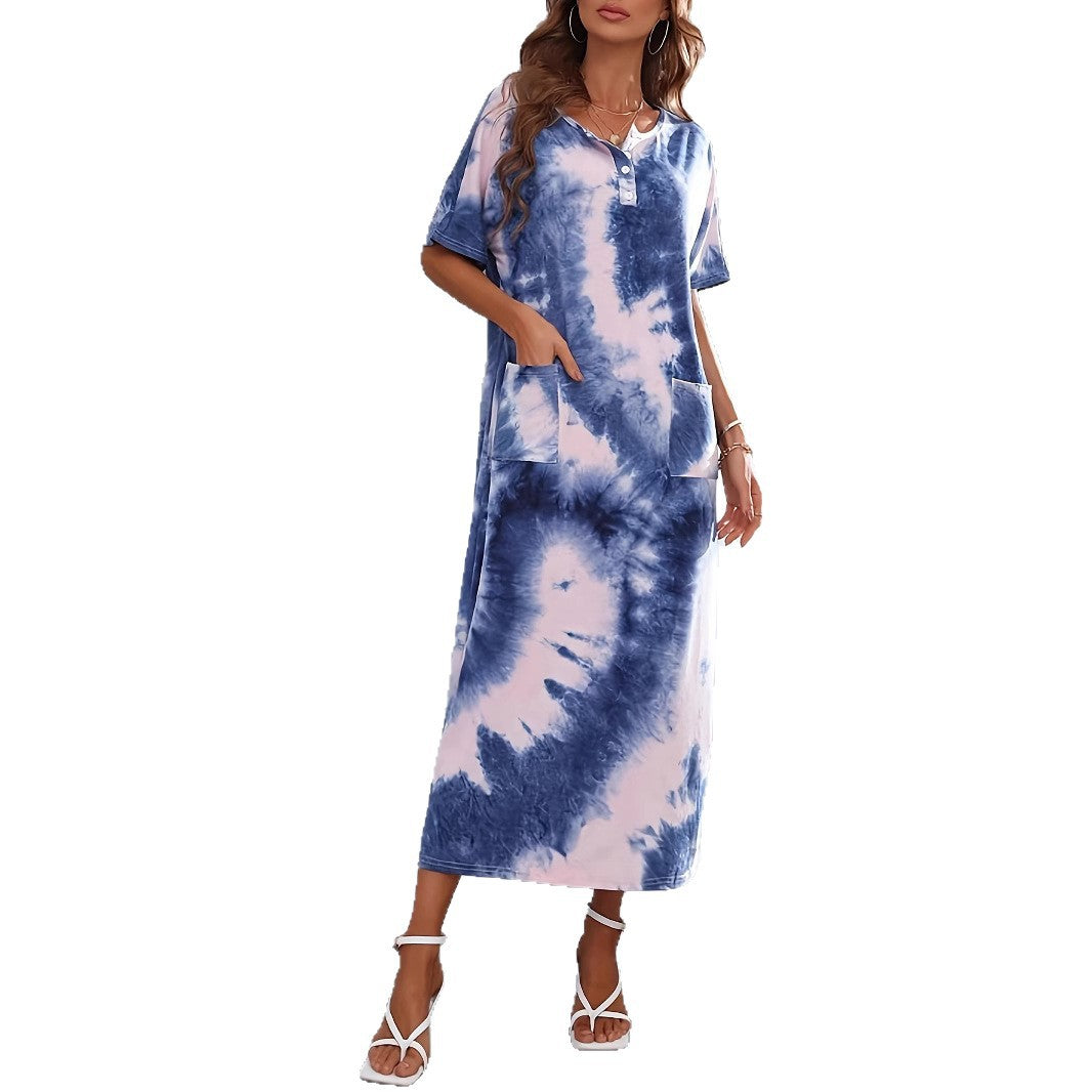 Women's T-shirt Summer Casual Loose Slimming Pocket Dress