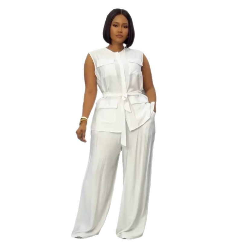 Commute Leisure Round Neck Sleeveless Wide Sweaters