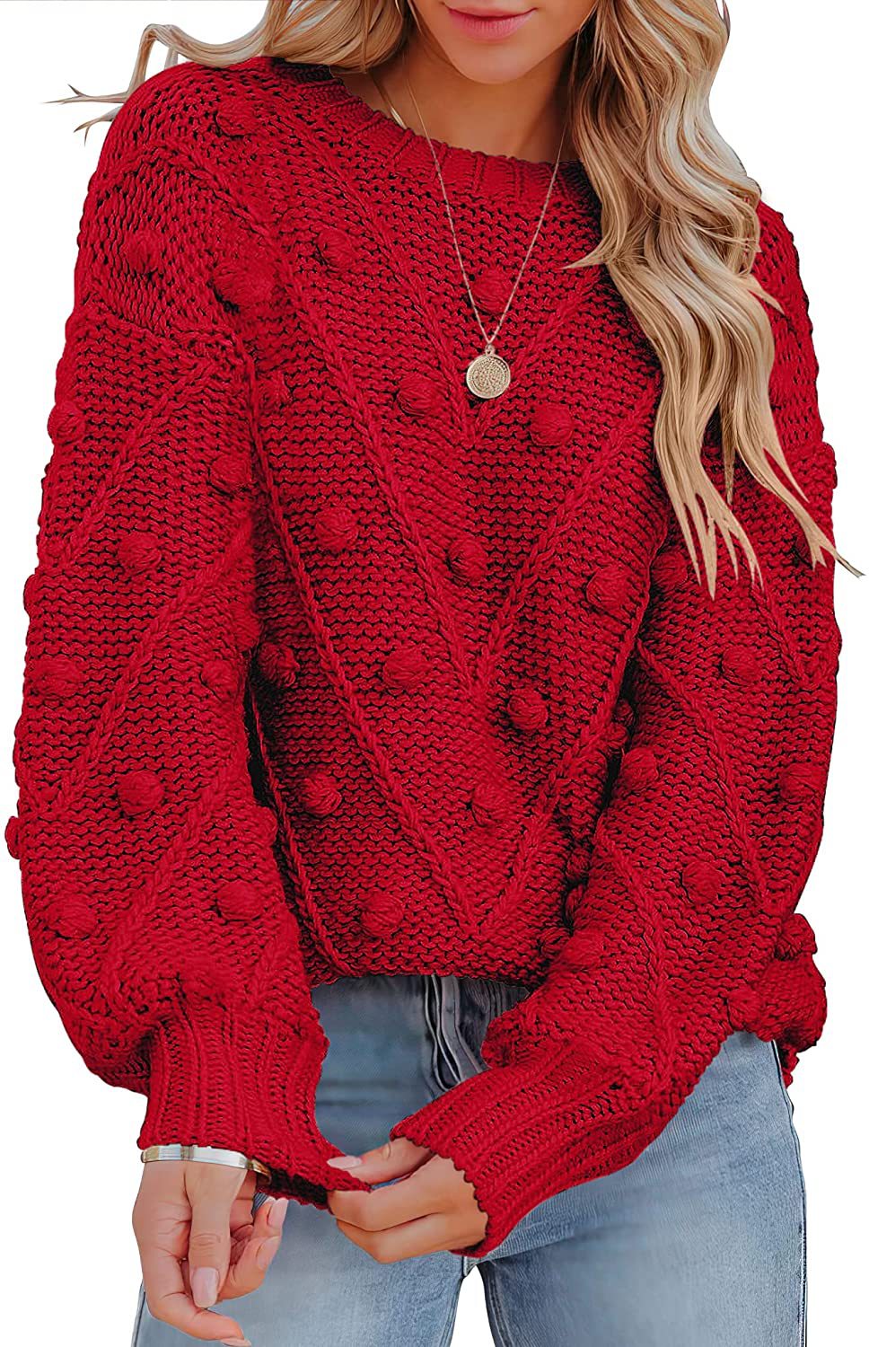 Women's Wool Ball Loose Long Sleeve Pullover Sweaters
