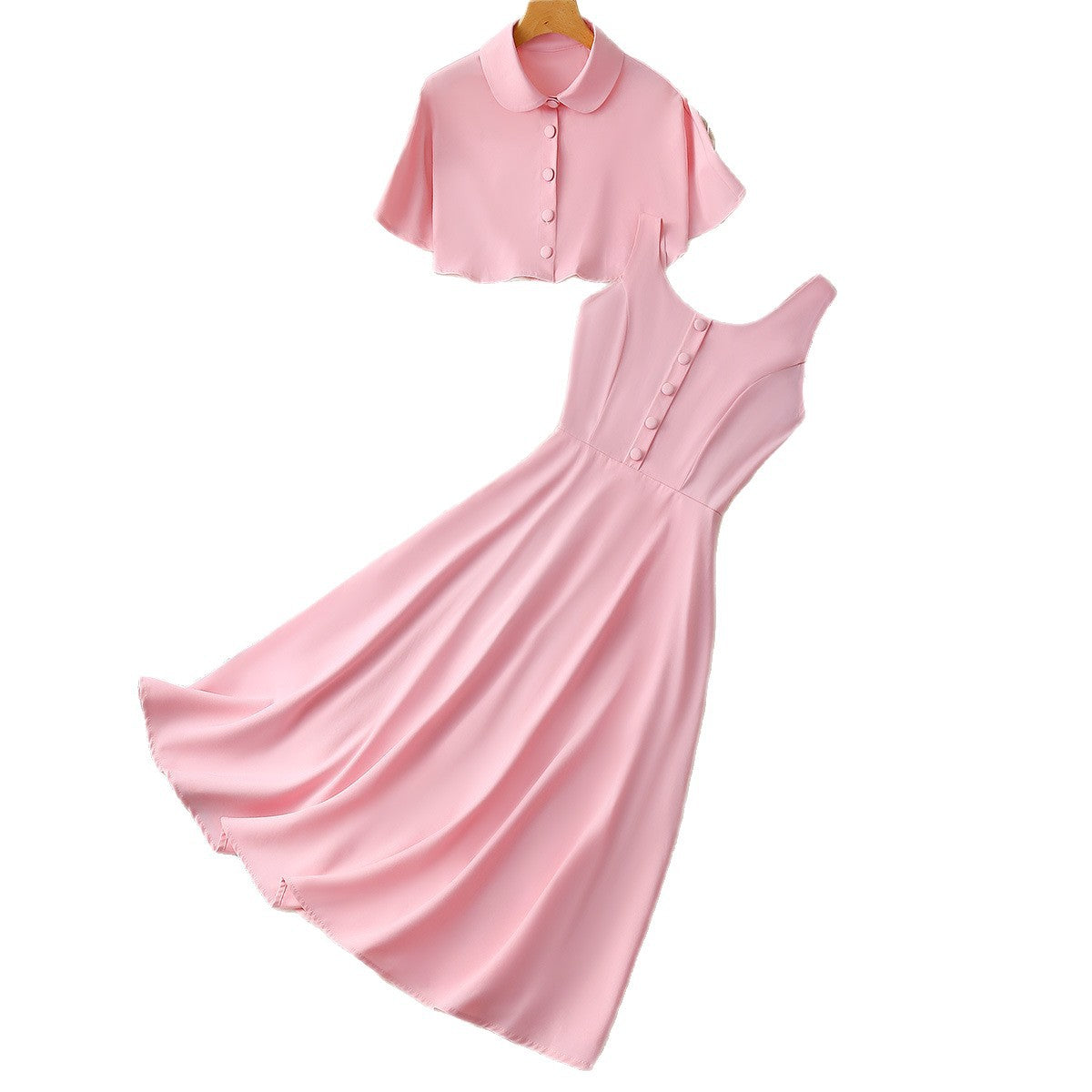 Small Shawl Solid Color Retro Elegant Large Swing Smocking Suits