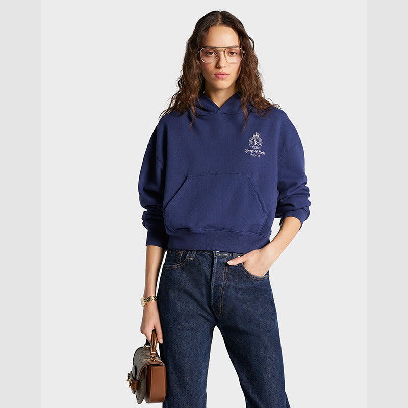 Women's American Niche Crown Letters Printed Fleece Sweaters