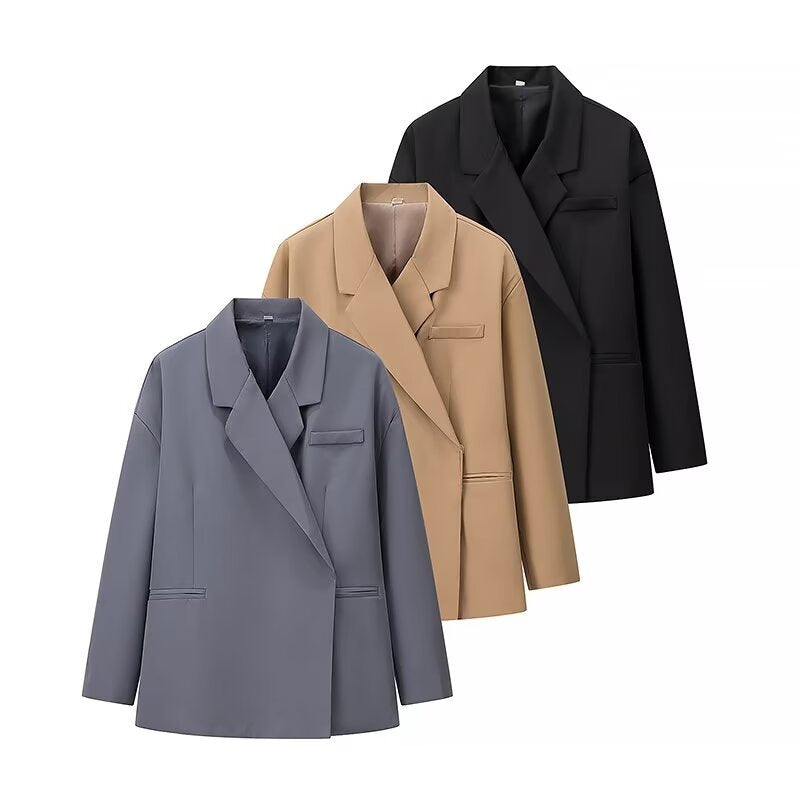 Women's Autumn Casual Double Breasted Side Slits Coats