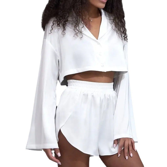 Casual Ladies Home Leisure Loose Lapels Long Sleeve Suits
