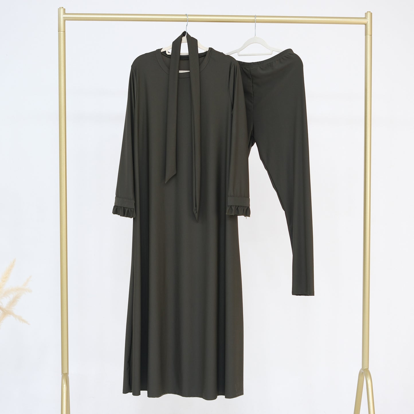 Conservative Solid Color Split Two-piece Swimsuit Dresses