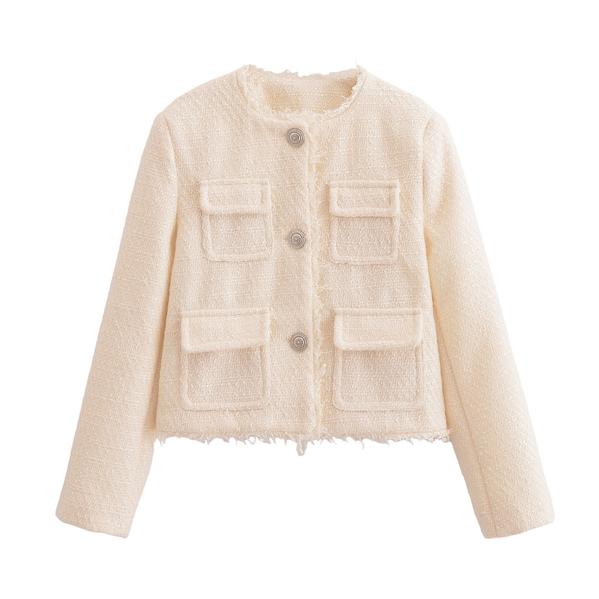 Women's Fashion Blended Tweed Gold Style Coats