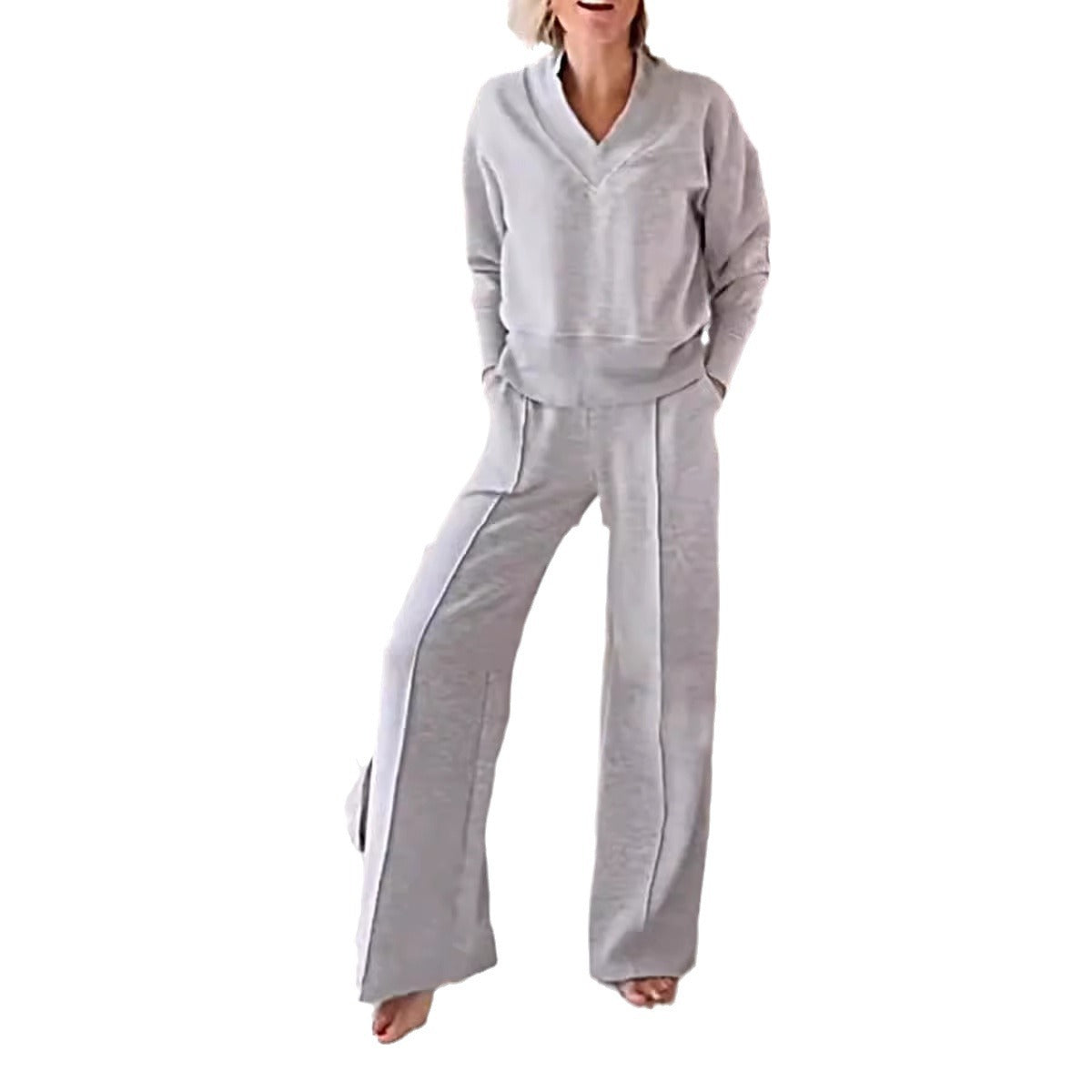 Autumn Casual Long Sleeve Loose Wide Leg Suits