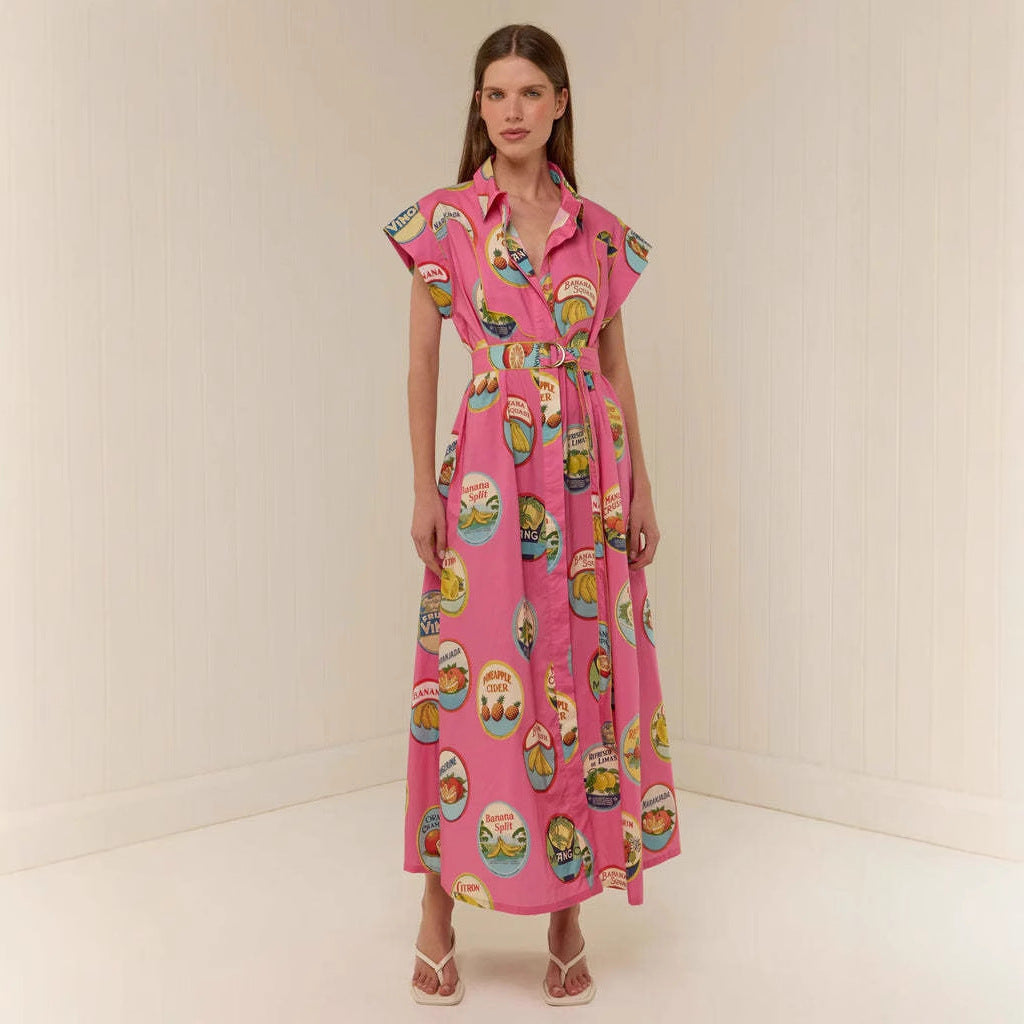 Casual Fashion Linen Shirt Collar Long Dress