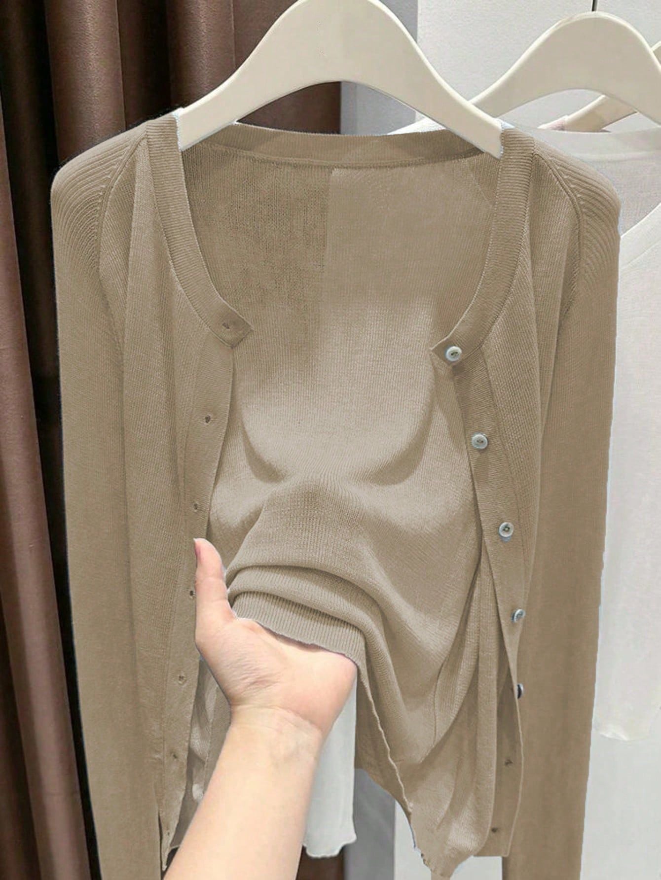 Women's Color Round Neck Long Sleeve Micro Women's Sweater