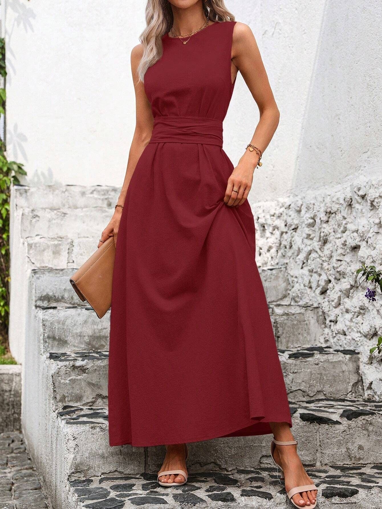 Women's Solid-color Casual With Temperament Long Elegant Dress