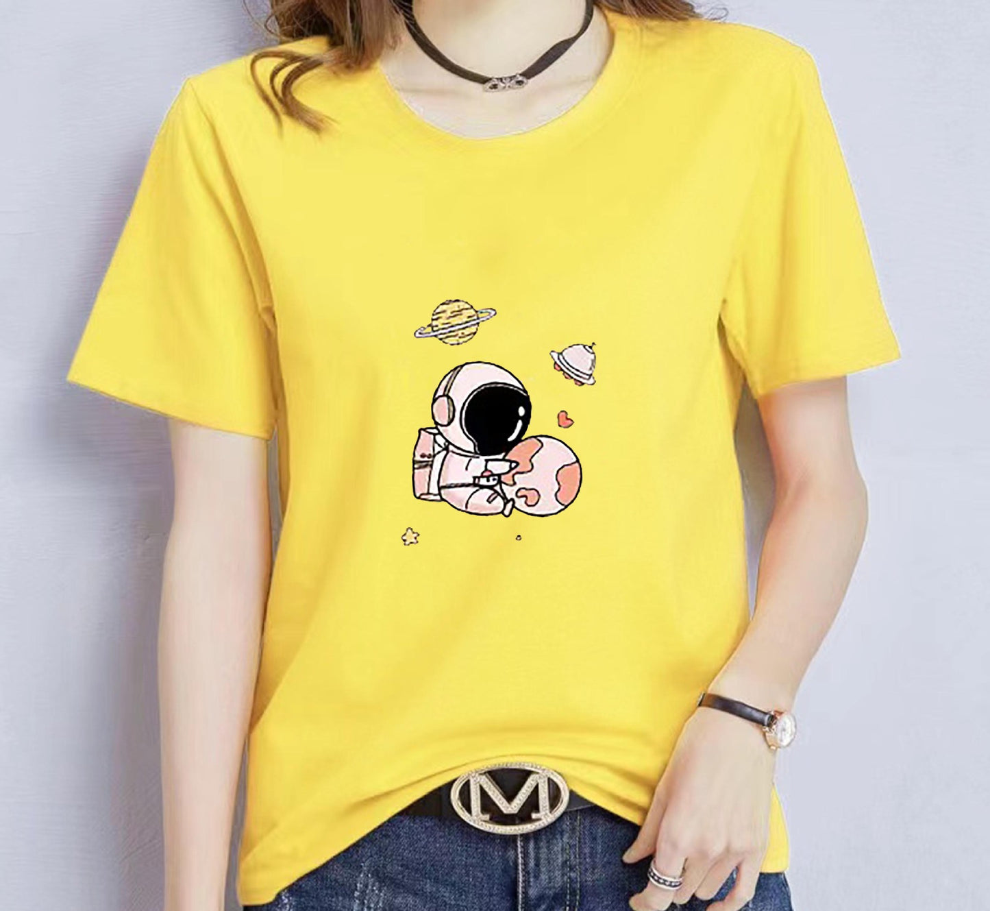 Women's T-shirt Summer Letters Korean Style Loose Blouses