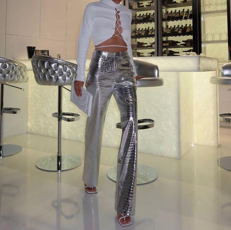 Women's Fashion Scale Pattern High Waist Long Pants