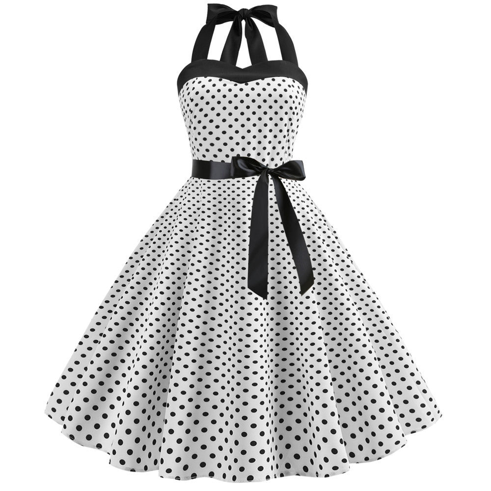 Polka Dot Strap Retro Sexy Bandeau Halter Large Skirts