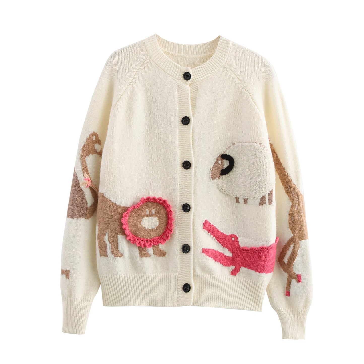 Women's Animal Three-dimensional Jacquard Round Neck Knitted Knitwear