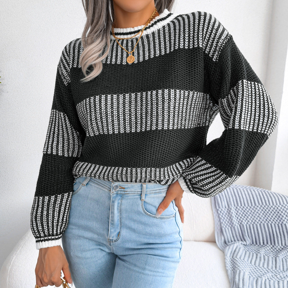 Women's Clearance Casual Contrast Color Striped Long Clothing