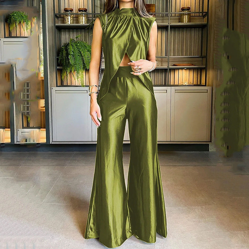Summer Fashion Two-piece Slit Loose Bell-bottom Suits
