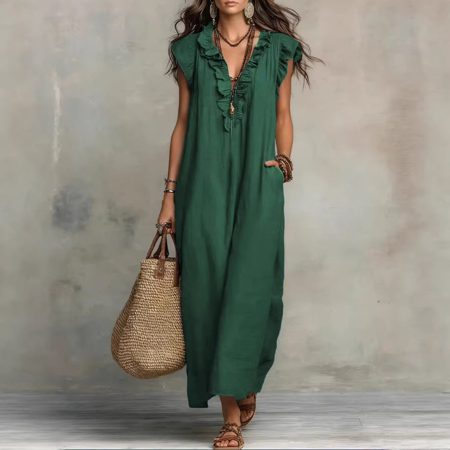Versatile Women's Bohemian Flying Sleeves Long Dress
