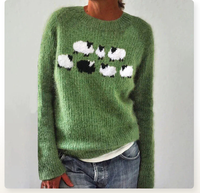 Women's Round Neck Multicolor Loose Fashion Pullover Sweaters