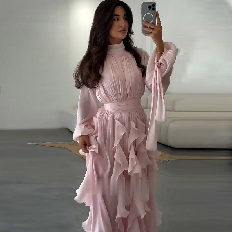 Women's Elegant Fashion Ruffles Slim Dress Dresses