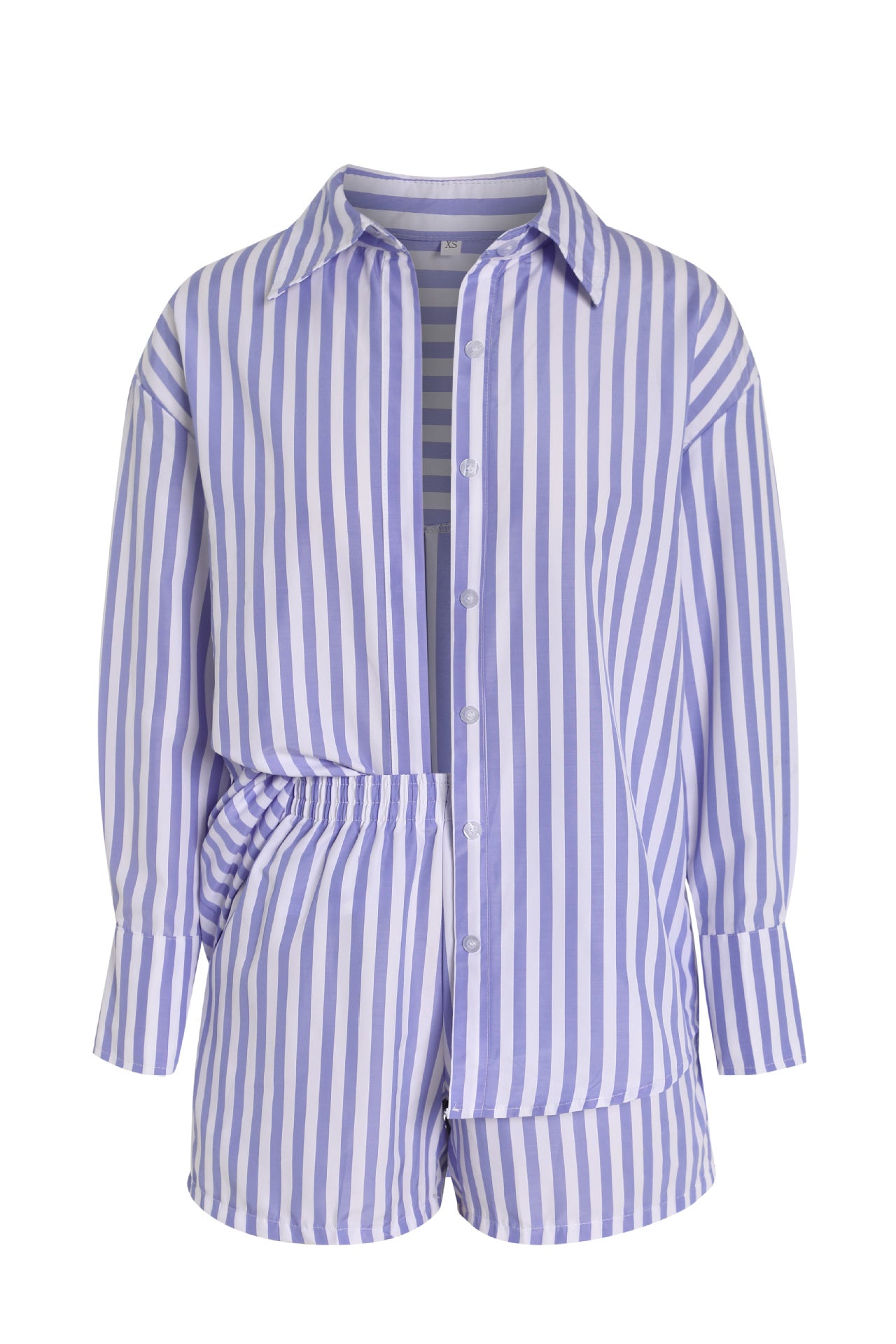Women's Striped Long Sleeve Shirt Loose High Waist Two-piece Fashion Casual Suit