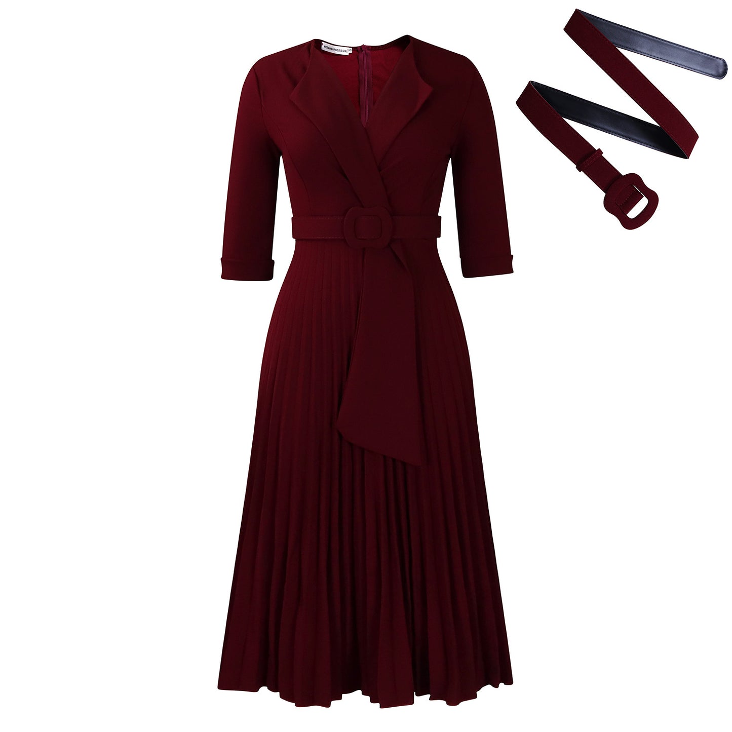 Women's Fashion Tailored Collar Tie Pleated African Dresses