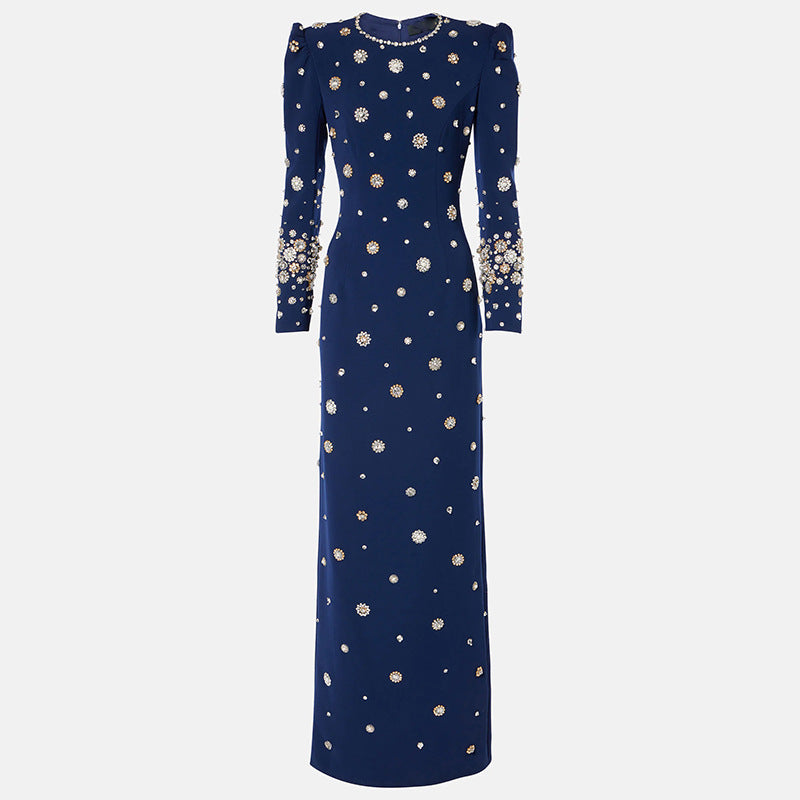 Fashion Bead Diamond Slim Long Formal Dress