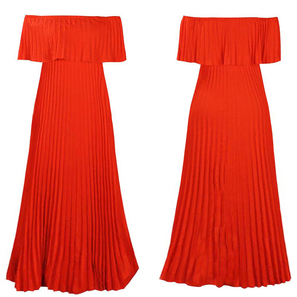 Glamorous Graceful Women's Sexy Pleated Maxi Dress