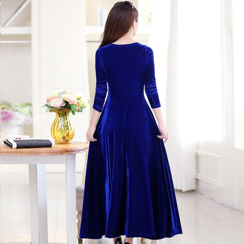 Gold Veet Long Sleeve Large Swing Dress
