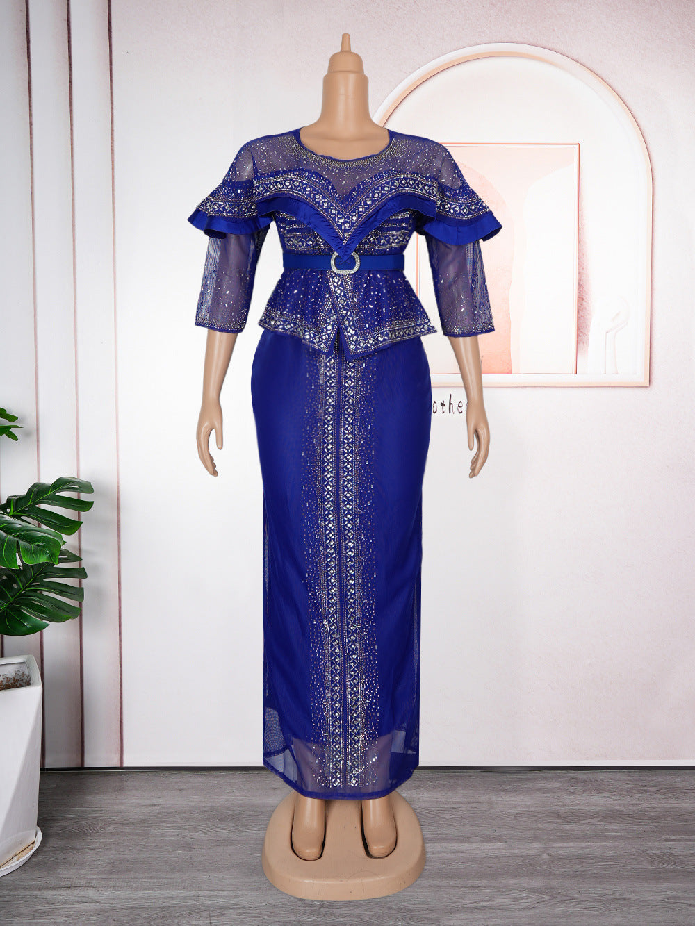 Women's Sexy Hot Rhinestone Beaded Dress African Dresses
