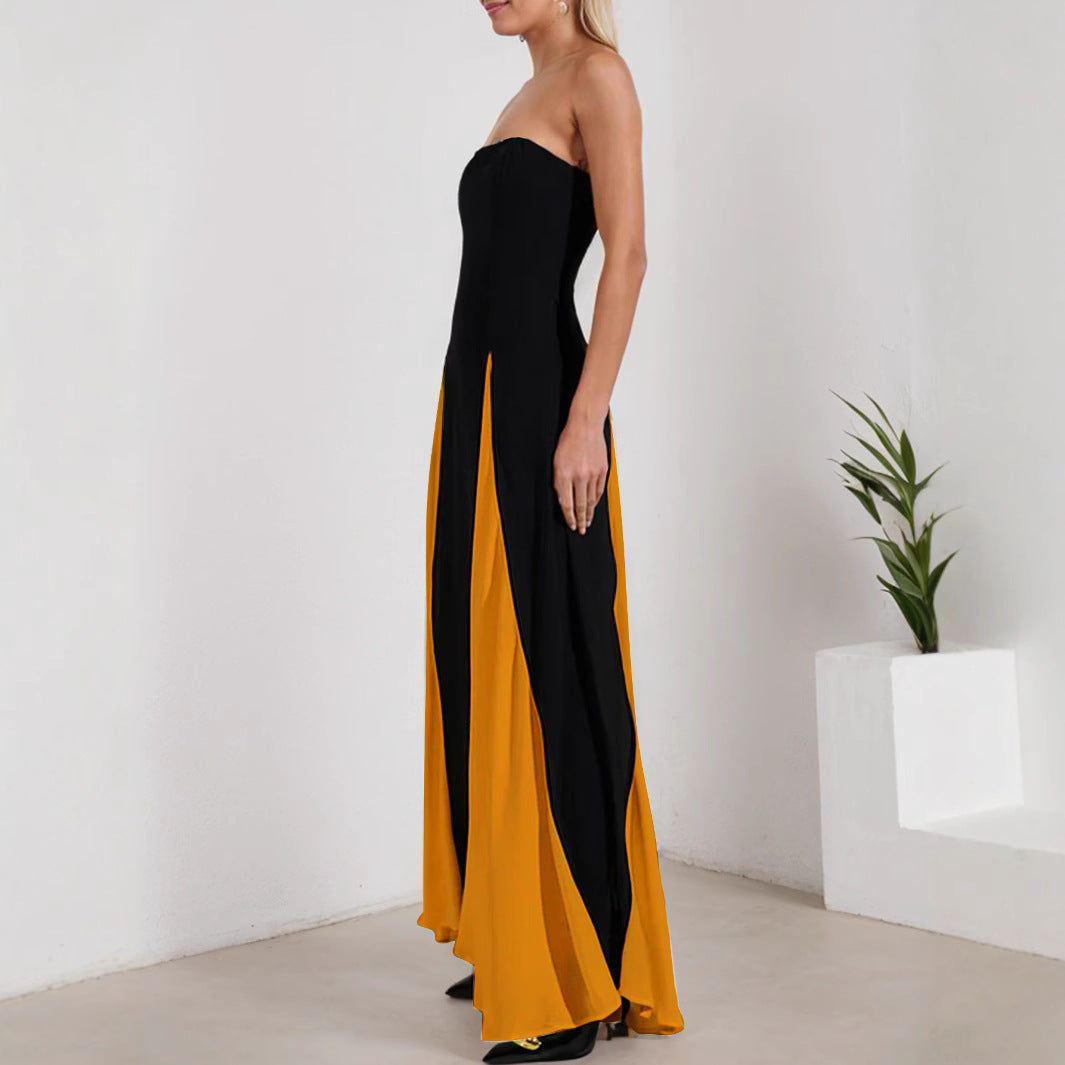 Women's Fashion Wear Sexy Color Contrast Patchwork Dresses