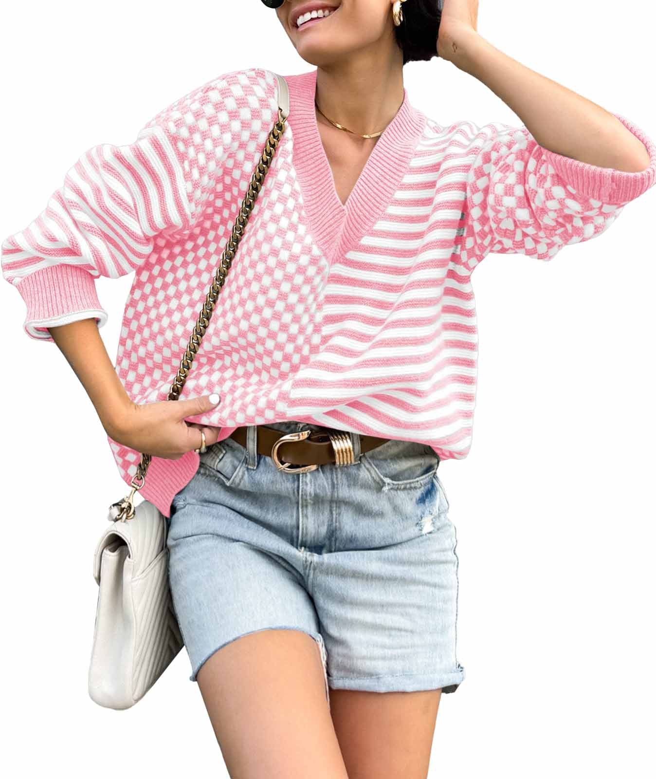 Women's V Neck Loose Street Fashion Design Sweaters