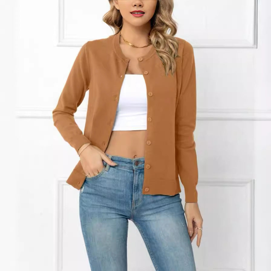 Fashion Beautiful Innovative Solid Color Knitted Women's Sweater