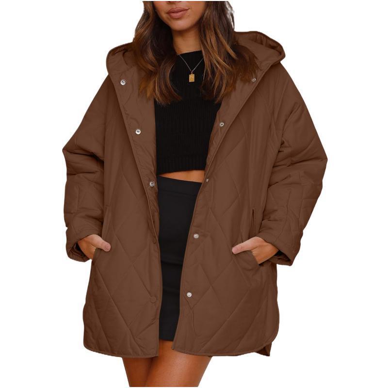 Women's Winter Casual Diamond Quilted Hooded Lightweight Jackets