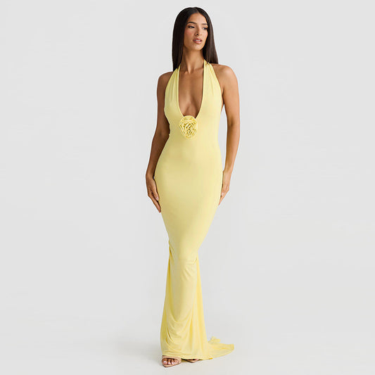 Women's Sexy Big Backless Long Dress Pure Dresses