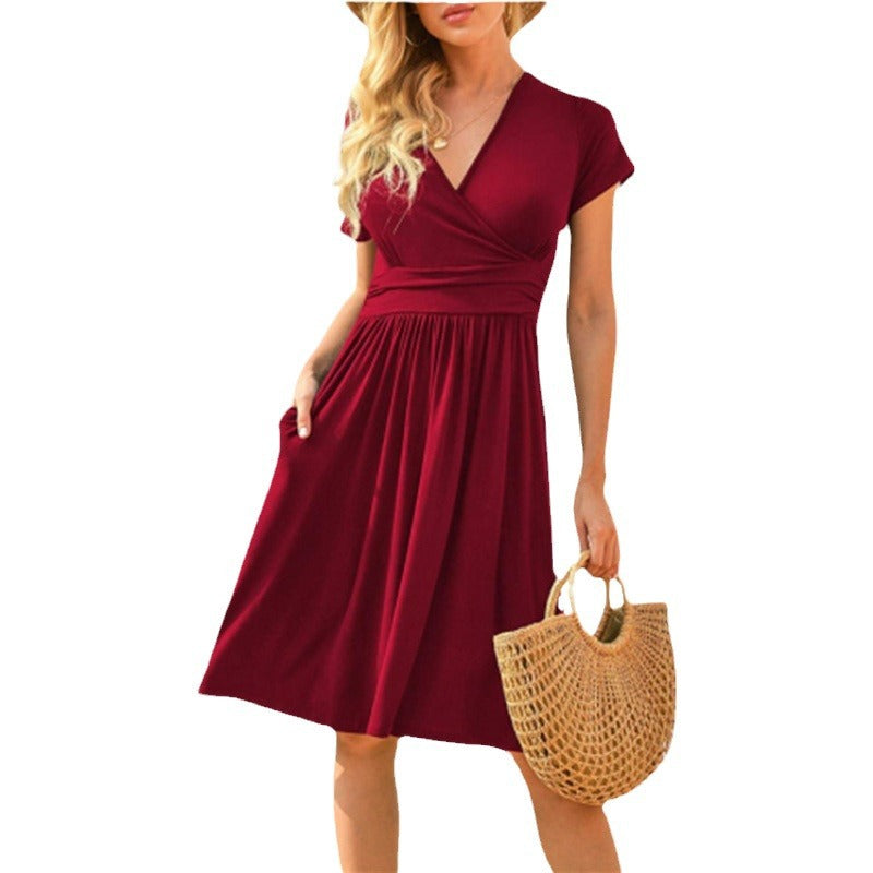 Women's Sleeve Printed Pocket Mid-length Dress Dresses