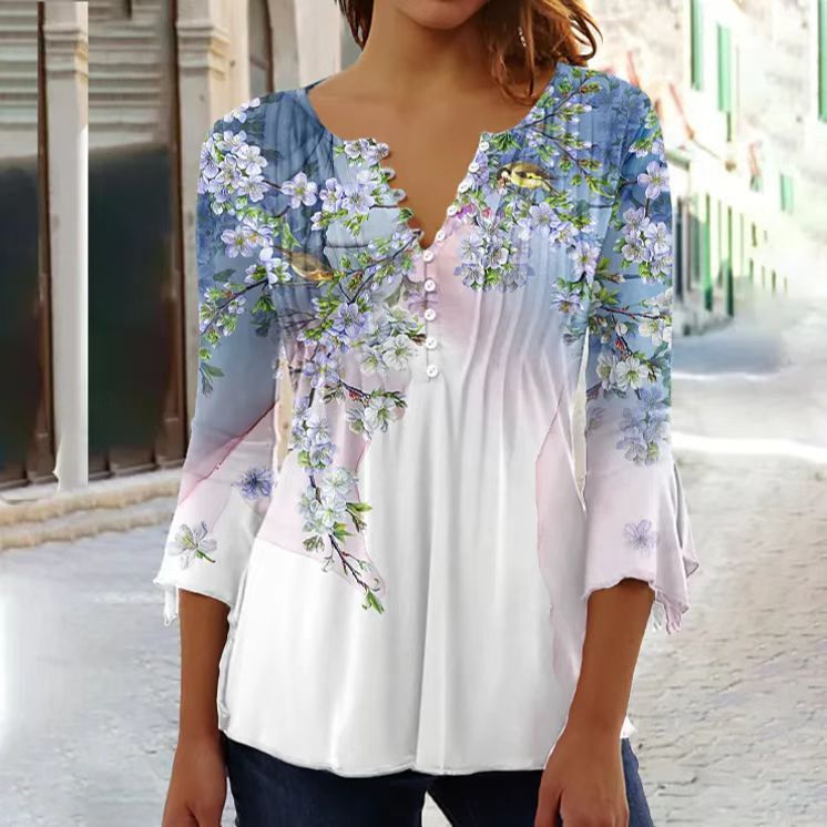 Women's Fashion Wear Floral Printed Sleeve Pleated Button Shorts
