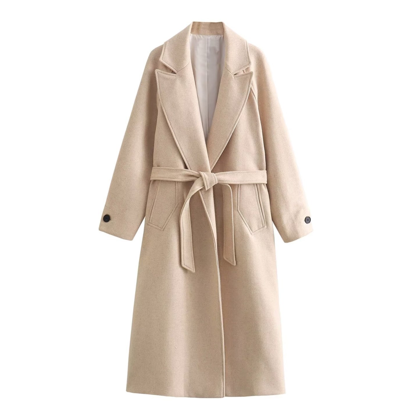 Women's Homemade Classic Fashion With Belt Woolen Coats