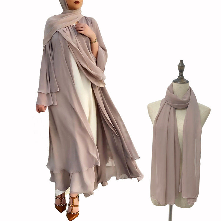 Chiffon Temperament Pure Color Nightgown With Dress