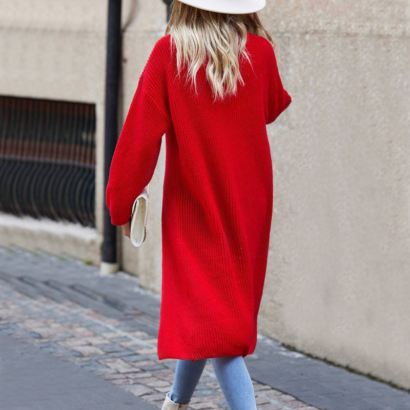 Women's Loose Long Sleeve Split Dress Source Sweaters