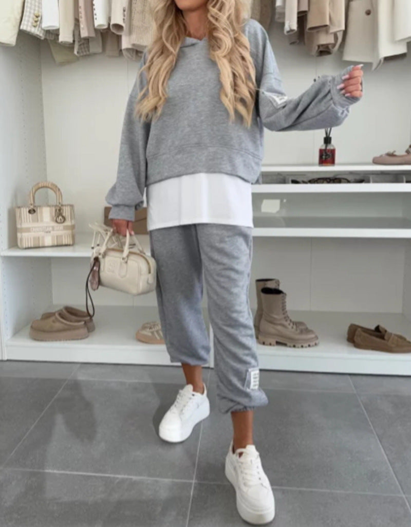 Women's Hooded Fashion Solid Color Casual Sports Suits