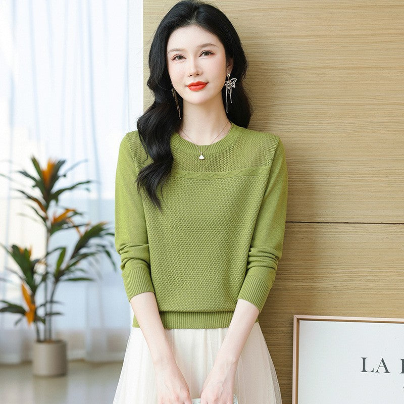 Women's Round Neck Jacquard Long-sleeved Loose Casual Temperament Wild Sweaters