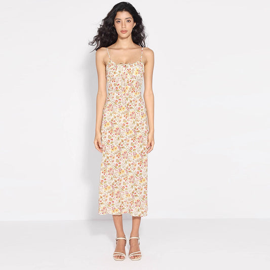 Mulberry Silk Printed Long Strap Dress Dresses