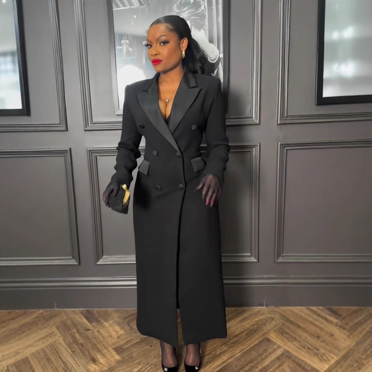 Sexy Elegant Lapel Waist Tight Long Dresses